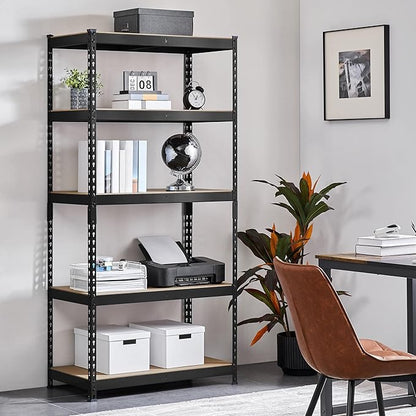 Topeakmart 3PCS 5-Tier Utility Shelves, Metal Storage Shelves Garage Shelving Unit Adjustable Garage Storage Shelves Storage Racks Heavy Duty Shed Shelving- Black, 35.5 x 17.5 x 72 Inch
