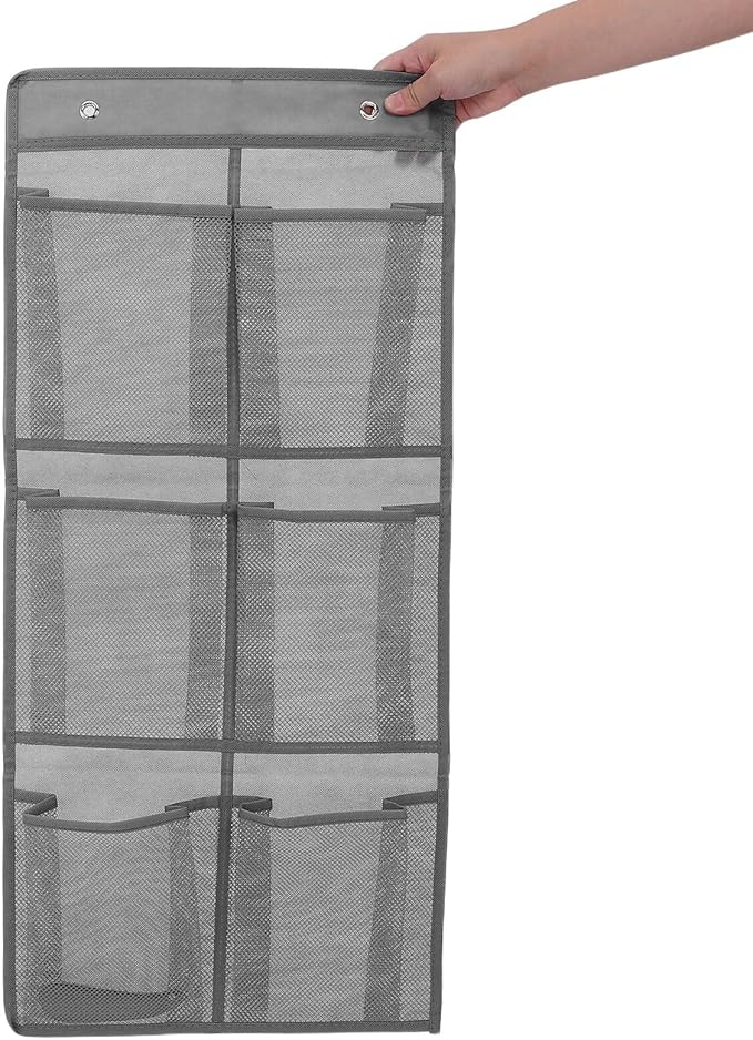 Wall Mounted Shoe Rack with 6 Mesh Pockets over Door Hanging Shoe Organizer for Closet Storage Space Saving Suitable for Dorm Bedroom and Apartment