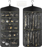 CHICECO Travel Jewelry Holder Organizer,Hanging Jewelry Organizer Storage With Zippered Pockets for Cloest,Wall,Door,Jewelry Holder for Earrings, Necklaces（Upgrade Black）