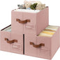 GRANNY SAYS Clothes Storage Bins, Closet Storage Bins for Shelves, Fabric Storage Basket with Handles, Collapsible Decorative Storage Box, Dusty Pink, Medium, 3-Pack