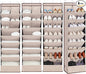 4 Pack Shoe Organizer with 6 Extra Large Pockets and 4 Large Pocket, Over the Door Sturdy Closet Storage Rack, Hanging Shoe Organizer for Shoes, Sneakers, Beige