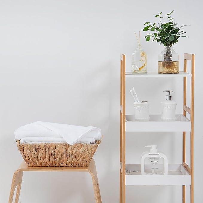 Handcrafted Water Hyacinth Basket with Wooden Handles, Wicker Shelf Basket for Storage and Organizing, Rectangular, 1 Pack, Large Size