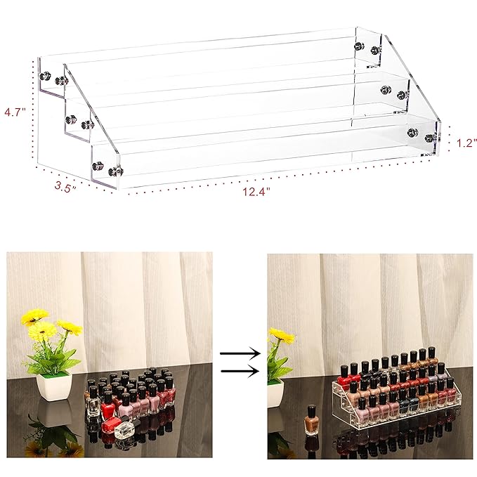 Cq acrylic 3 Layers Nail Polish Organizers And Storage,Clear Nail Polish Display Rack and Suitable for Sunglasses Holder and Sunglass Display