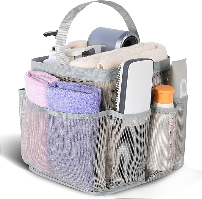 EUDELE Mesh Shower Caddy Portable for College Dorm Room Essentials,Shower Caddy Dorm with 8-Pocket Large Capacity for Beach,Swimming,Gym,Travel essentials