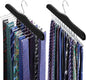TOPIA HANGER Tie Rack Hanger for Closet 2 Packs, Wooden Tie Organizer for Men with 24 Folding Hooks, Space Saving Necktie Holder for Storage and Display Bra, Tank Top, Camisole (Black) - CT14B-2