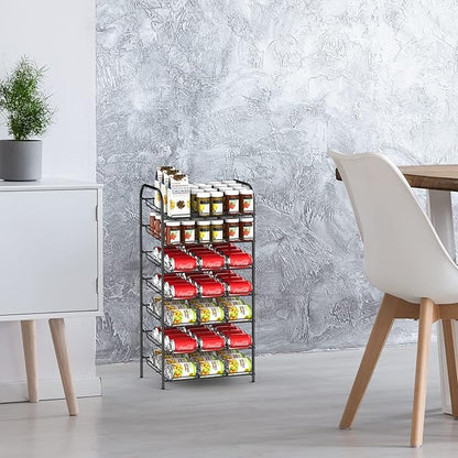 DOMYDEVM Can Rack Organizer, 7-Tier Can Storage Organizer, Black Beverage Soda Holder Holds up to 84 Can, Can Drink Storage Organizer for Pantry Kitchen