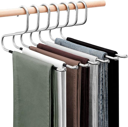 DOIOWN Pants Hangers: 30 Pack Open Ended Space Saving Clothes Hangers for Men Women, Thick Stainless Steel Multi Purpose Non-Slip Hangers for Trousers, Jeans, Towels, Scarf