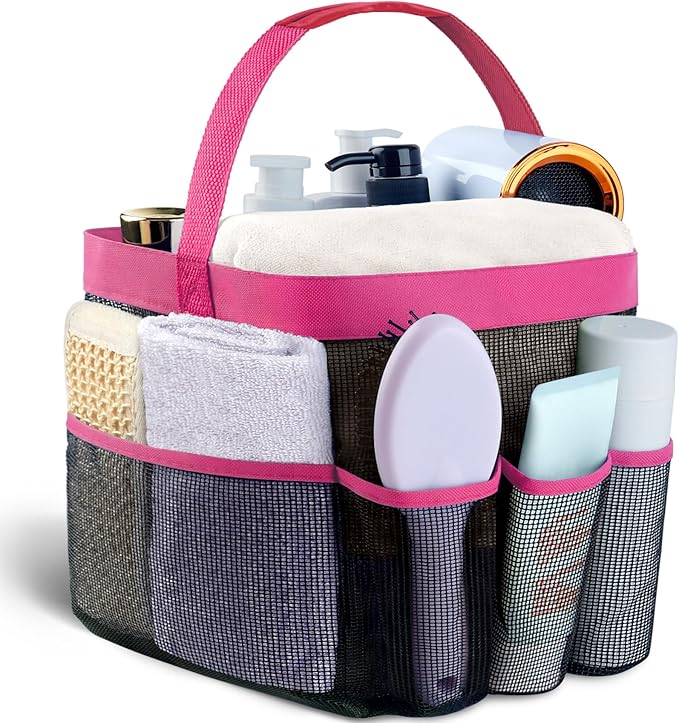 Attmu Mesh Shower Caddy Portable for College Dorm Room Camping Essentials, Shower Caddy Dorm with 9-Pockets, Large Capacity Hanging Basket Bathroom Bag for Toiletry, Swimming, Gym, Camp, Beach