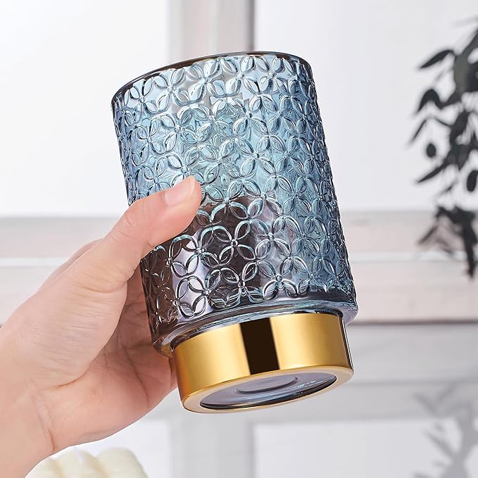 Makeup Brush Holder Organizer,Toothbrush Holders,Desk Pen Pencil Holder,Multifunctional Vintage Glass Brush Cup（A44-7-US）