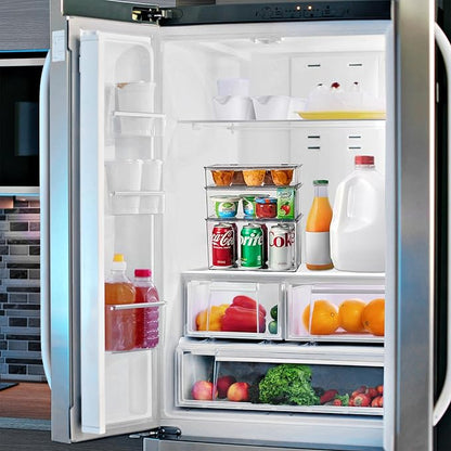 Sorbus 3 Pack Clear Plastic Storage Bins with Lids - Stackable Refrigerator Organizer - Pantry Organizer - Fridge Organization - Cabinet Organizers Containers Storage box for Kitchen (Sizes: L,M,S)