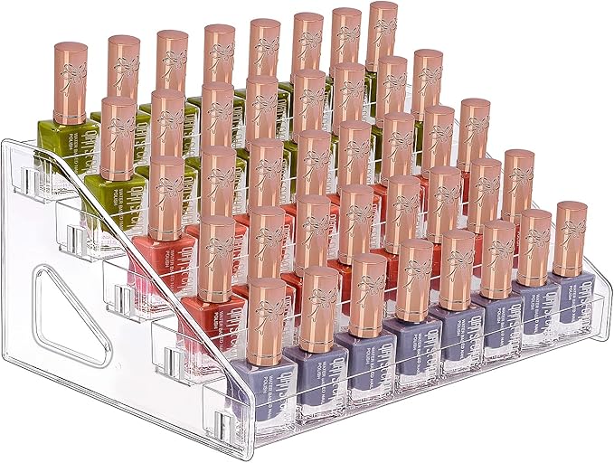JessLab Nail Polish Organizer, 5-Tier Clear Acrylic Sunglass and Essential Oil Holder, Makeup Organizer for Bathroom Vanity Countertop