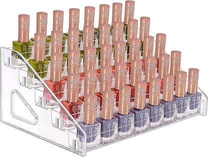 JessLab Nail Polish Organizer, 5-Tier Clear Acrylic Sunglass and Essential Oil Holder, Makeup Organizer for Bathroom Vanity Countertop