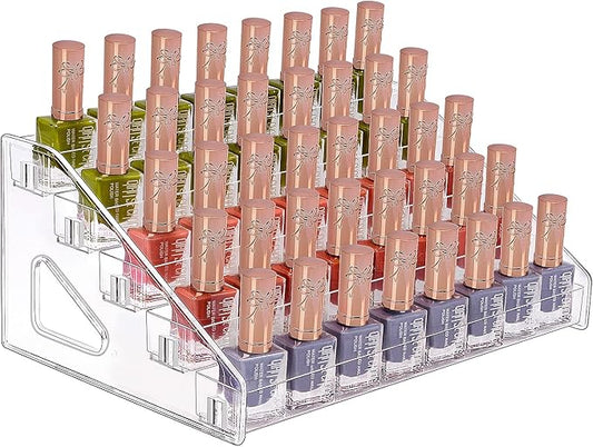 JessLab Nail Polish Organizer, 5-Tier Clear Acrylic Sunglass and Essential Oil Holder, Makeup Organizer for Bathroom Vanity Countertop