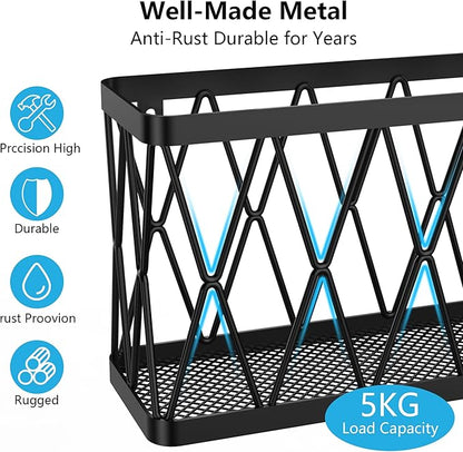 YIGII Adhesive Cabinet Door Organizer with Tumbler Lid Organizer, Wall Mounted Lid Organizers Inside Cabinet for Tupperware Storage, Slim Space Kitchen Basket for Pantry, Under Sink