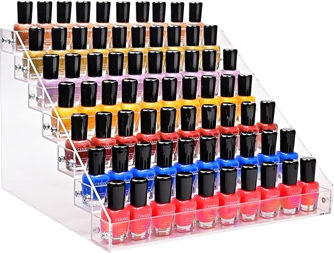 7 Tiers Layers Organizer Rack Stand Holder Large Capacity Acrylic Clear for Nails Polish Essential Oil Lipstick and Sunglasses