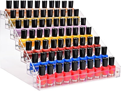 7 Tiers Layers Organizer Rack Stand Holder Large Capacity Acrylic Clear for Nails Polish Essential Oil Lipstick and Sunglasses