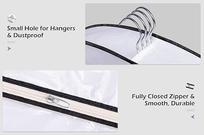 SLEEPING LAMB 60" Gusseted Garment Bags for Closet Storage Clear Dress Bag Hanging Clothes Storage for Long Gowns, Coats, Sweaters, 2 Packs