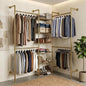 F3 Wall Mounted Closet System, Industrial Pipe Clothing Rack for Hanging Clothes, Heavy Duty Closet Organizer System, Clothes Racks with Shelves & Expandable Rod for Wardrobe, Corner, Gold