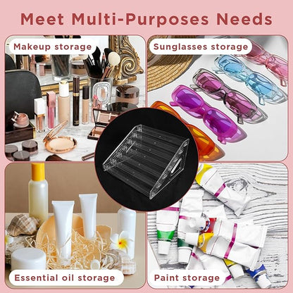 2 Pcs 7 Tiers Clear Essential Oils Nail Polish Organizer Acrylic Display Stands, Paint Organizer Rack, Acrylic Display Rack for Nail Polish, Sunglasses, Essential Oils, Eyeglasses and Makeup