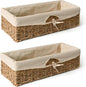 KOKODO Pack of 2 Seagrass Tank Topper Storage Baskets - Woven Wicker Basket for Toilet Paper Holder, Baskets for Vanity, Bathroom, Pantry Organizing, or Coffee Table Decor