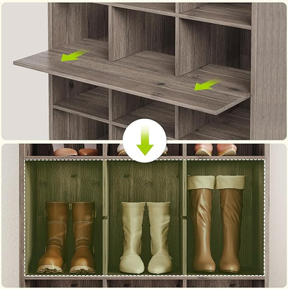 LITTLE TREE 70.9" Tall Shoe Rack, 10-Tier Freestanding Shelf, Max. Store 30 Pairs, Shoe Cabinet Organizer for Living Room, Entryway, Cloakroom, Grey