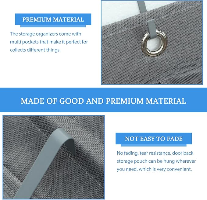 STAHAD Multi-Compartment Hanging Storage Bag for Back of Door, Gray 11-Pocket Organizer, Large Capacity Household Door Back Storage Pouch for Living Room and Entryway
