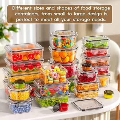 60 PCS Food Storage Containers with Lids Airtight (30 Containers & 30 Lids), 100% Leak Proof Meal Prep Container for Kitchen, BPA-Free Plastic(Polypropylene5), Microwave/Dishwasher Safe, Labels & Pen