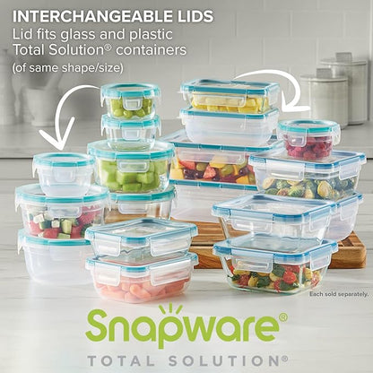 Snapware Plastic Total Solution 3-Pack (8.5-Cup) Food Storage Containers Set, Leakproof & Airtight Plastic Locking Lids Rectangular Containers, BPA-Free Lids, Microwave Dishwasher Freezer Safe