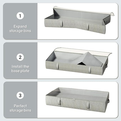 TidyCorner 2-Pack Under Bed Storage Containers, 6 Inches Tall Underbed Clothes Storage Organizer Bin with Sturdy Sidewalls/Bottom, Underbed Storage Bins 2 Storage Thin Bins