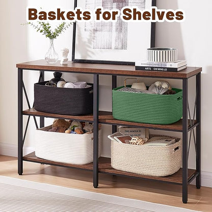 OIAHOMY Storage Basket for Shelves, Closet Cube Storage Bins Baskets for Clothes Blanket Towels, Baby Nursery, Toy Baskets Box, Woven Rope Basket, 15.75 * 11.81 * 7.09 IN, 2 Packs White