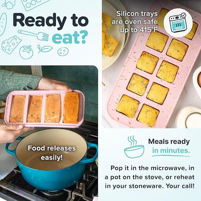 Souper Cubes 2 Cup Silicone Freezer Tray with Lid, Perfect for Storing Lasagna, Leftovers, Sauces, Portioned Meals and More, Silicone Freezer Mold for Meal Prepping - Cotton Candy - 2-Pack