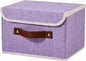 Storage Bins Box with Lids Decorative Cotton Linen Fabric Baskets Cubes with Handles PP Plastic Board Foldable Washable Lidded Clothing Shelf Closet Organizer Container (Purple, Small)