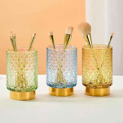 Makeup Brush Holder Organizer,Toothbrush Holders,Desk Pen Pencil Holder,Multifunctional Vintage Glass Brush Cup（A44-2-US）