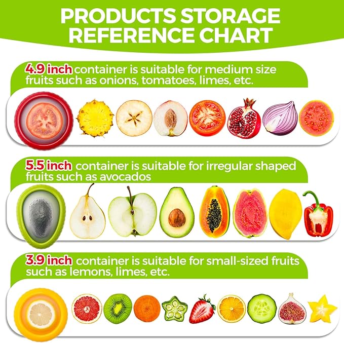 Avocado Saver & Onion Storage Set,4 Pcs Silicone Fruit Vegetable Anti-oxidation Box,Reusable Fridge Fresh Pod Food Storage,Perfect Lemons Tomato Garlic Containers