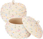 Sea Team Round Cotton Rope Storage Basket with Lid, Decorative Woven Storage Bin, Pot, Caddy, Organizer, Container for Snacks, Towels, Plants (Rainbow, Small/2-Pack)