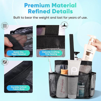 EUDELE Mesh Shower Caddy Portable for College Dorm Room Essentials, Shower Caddy Dorm with 8-Pocket Large Capacity for Beach, Swimming, Gym, Travel essentials