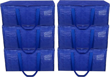 Heavy Duty Moving Bags, 6-Pack, Alternative To Moving Boxes, Heavy Duty Zipper Storage Bags, Foldable Packing Bags For Traveling, Storage Totes, Bedroom Closet