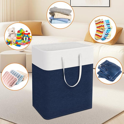 TasticTotes laundry basket 3-Pack, laundry hamper, Hamper with handles, collapsible laundry baskets, Waterproof dirty clothes hamper, Towel Storage for Home or Dorm, 125L-Blue