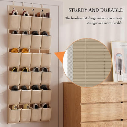 homyfort Over the Door Shoe Organizer, 24 Large Breathable Mesh Pocket,Space Saving Hanging Shoe Rack,Shoe Storage Holder for Entryway Bedroom Closet