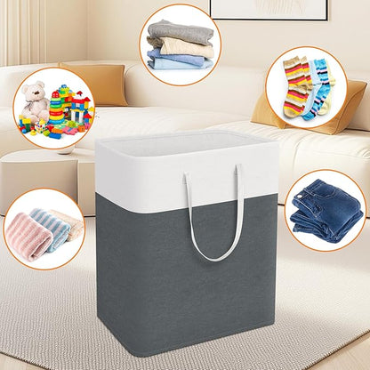 TasticTotes laundry basket 3-Pack, laundry hamper, Hamper with handles, collapsible laundry baskets, Waterproof dirty clothes hamper, Towel Storage for Home or Dorm, 100L-Grey