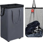 DOKEHOM 90L X-Large Laundry Basket with Removable Wash Bag on Wheels, Collapsible Rolling Laundry Hamper, Foldable Clothes Organizer, Folding Washing Bin (Grey)
