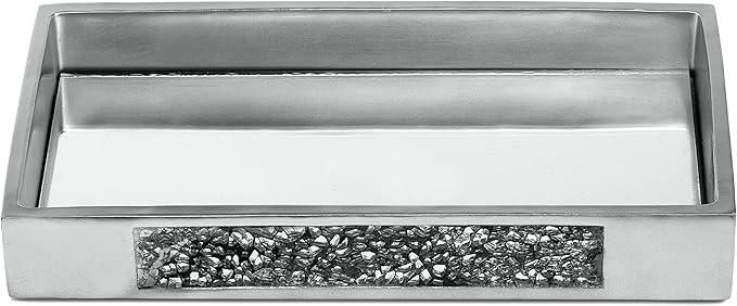 Creative Scents Silver Mosaic Bathroom Tray - Decorative Bathroom Vanity Tray - Perfume Tray for Dresser - Small Rectangle Mirror Tray for Perfume and Makeup - Bling Silver Bathroom Accessories