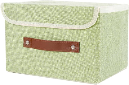 Large Storage Bin with Lid Storage Boxes,Collapsible Linen Storage Basket Container with Lid Storage Cube for Organizing Closets(Green)