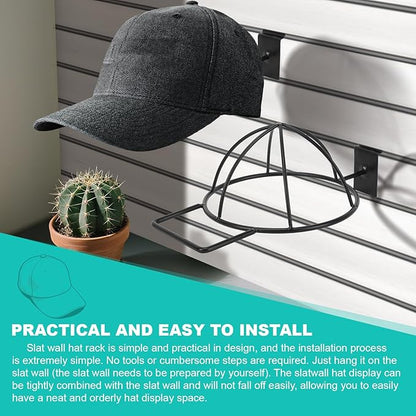 6 Pcs Slat Wall Hat Display Rack, Slat Wall Hat Racks for Vendors, Slatwall Hat Display for Baseball Hats Beanies Wigs Organization, Home, Retail Store