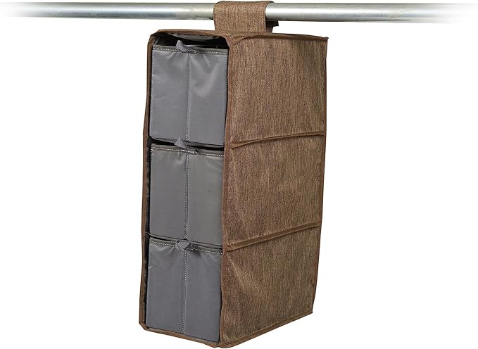 Covermates Keepsakes Hanging Shoe Organizer Set – Heavy Duty Closet Shelves for Shoes, Sweaters, and Accessories – Includes Trays with Dividers – Vertical Wardrobe Storage, Brown Heather
