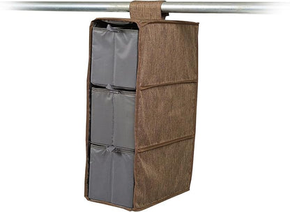 Covermates Keepsakes Hanging Shoe Organizer Set – Heavy Duty Closet Shelves for Shoes, Sweaters, and Accessories – Includes Trays with Dividers – Vertical Wardrobe Storage, Brown Heather