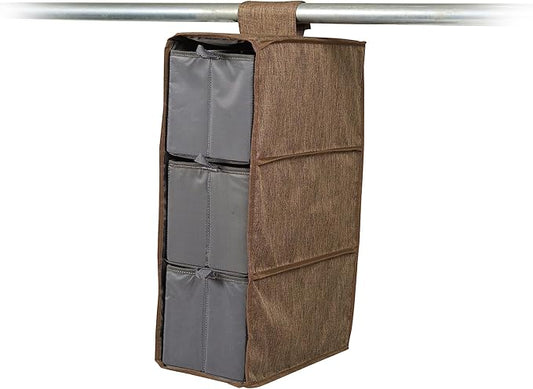 Covermates Keepsakes Hanging Shoe Organizer Set – Heavy Duty Closet Shelves for Shoes, Sweaters, and Accessories – Includes Trays with Dividers – Vertical Wardrobe Storage, Brown Heather