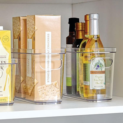 iDesign Plastic Pantry Bin for Kitchen Organizing - Storage Bin with Handles - Set of 4 - Clear