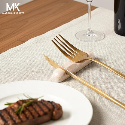 Marble Utensil Rest Verona Spoon Holder for Fork and Knife, Cutlery Rest for Kitchen Counter, Simple and Modern Kitchen Accessory