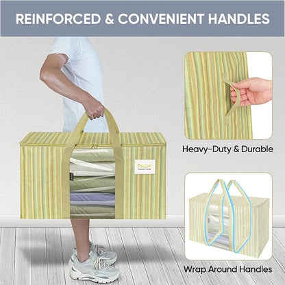 BALEINE 2-Pack Oversized Moving Bags with Reinforced Handles, Heavy-Duty Storage Tote Moving Supplies for Packaging, Camping (Color Stripe, 2-Pack)